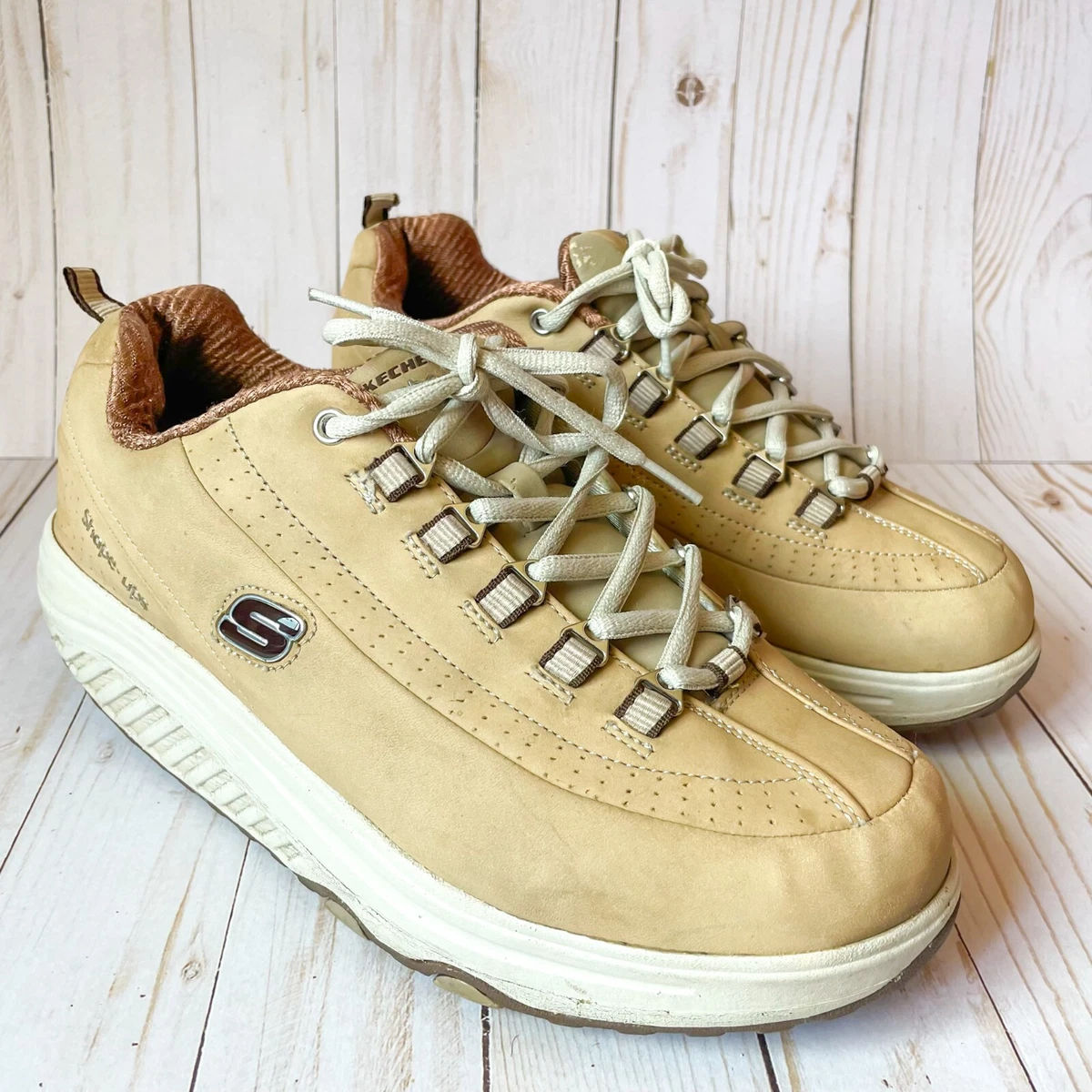 Skechers Optimize Shape Ups Shoes Women s Size 9.5 Tan Beige SN