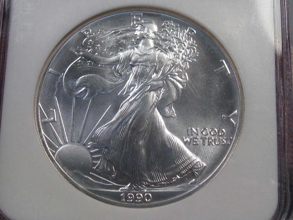 Data Migliore BU 1990 Silver American Eagle NGC MS69. #24 - Immagine 2 di 4