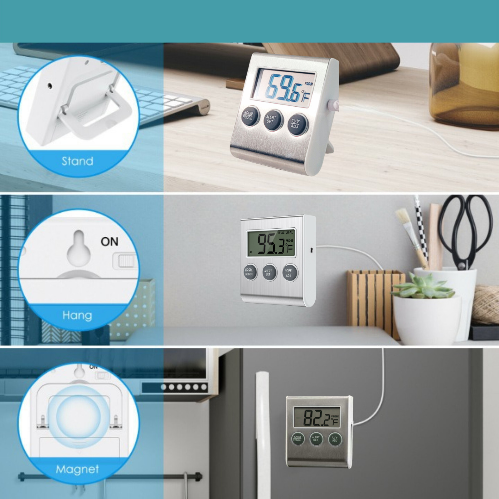 Digital Fridge Freezer Thermometer with Fridge Freezer Temperature