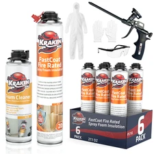 Kraken Bond FastCoat Closed Cell Spray Foam 6 Pk Class A Fire-Rated Gun Incl Set
