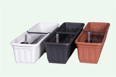 Blumenkasten Balkonkasten mit Wasserspeicher 80cm weiß terrakotta