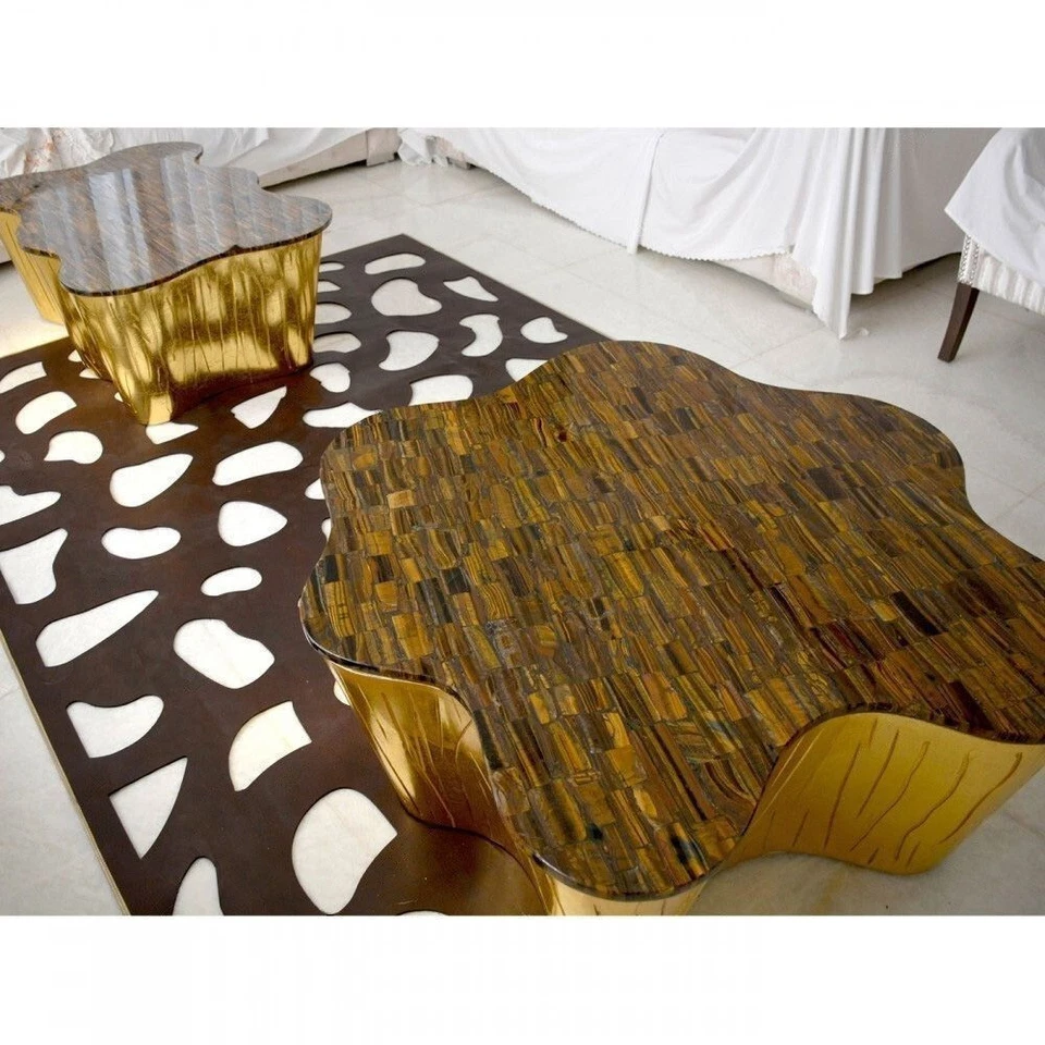 18"x18" Yellow Tiger Eye Coffee Table, Tiger Eye SunBurst Table Top,Gemstone top - Image 2 of 3