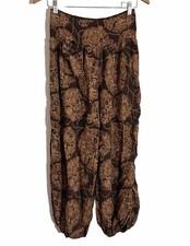 Vintage 90s Boutique Brown Floral Paisley Boho Harem Pants Sz Medium Fairy