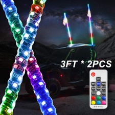 2x Luces LED de látigo en espiral de 3 pies para accesorios ATV UTV RZR Can-Am antena Polaris