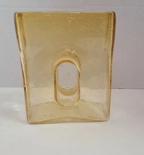 Chive CA Amber Yellow Blown Bubble Glass Rectangular Block Vase Handblown Art