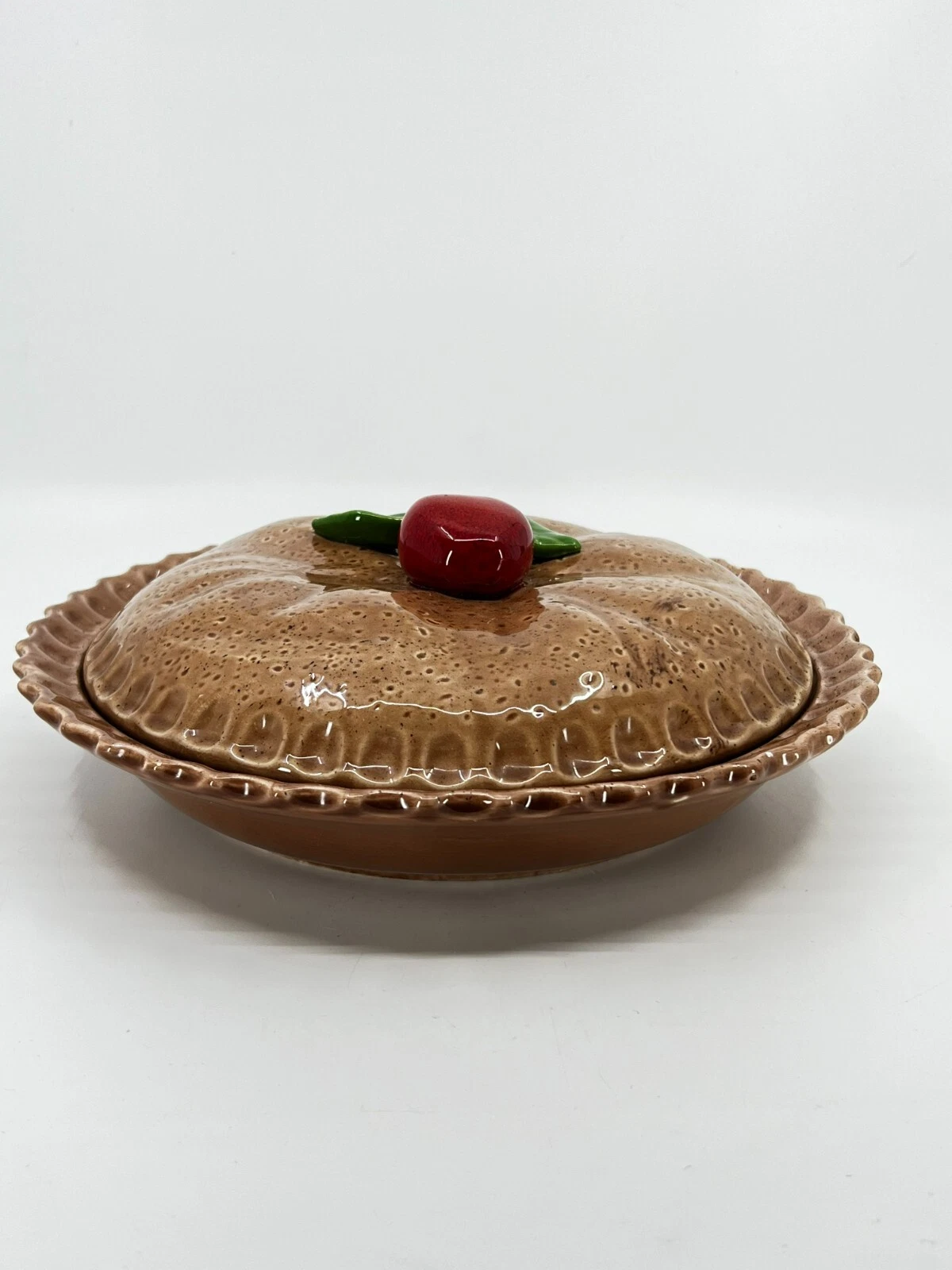 VTG Cherry Pie Dish w/ Lid Pie Platter Portugal Regent Gallery 9" ECO FRIENDLY