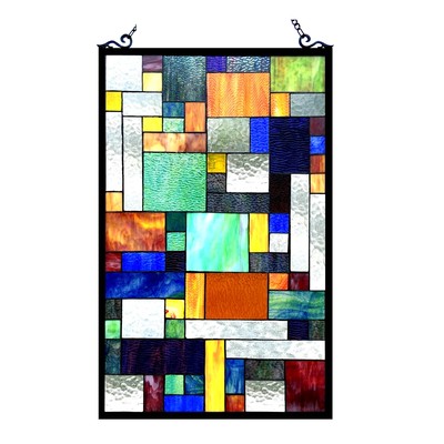 Stained Glass Tiffany Style Window Panel Modern Design ~ONLY ONE THIS PRICE~