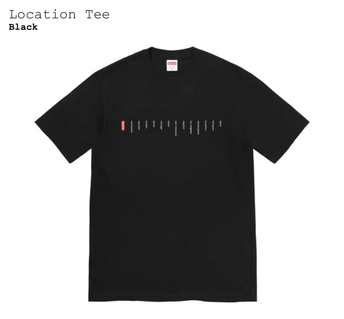 T shirt Supreme Location noir flambant neuf   SS23   Boîte Logo Bogo