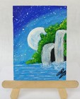 ACEO Original Acrylic Painting WATERFALL SCENERY Miniature Art Card New