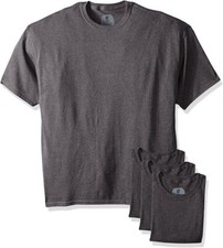 Mens Hanes Ecosmart Charcoal Heather Cotton Short Sleeve T-Shirt 4-Pack Size M
