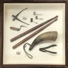 AUTHENTIC CIVIL WAR RELIC COLLECTION (DRUMSTICK, MOLDER, HORN, BULLETS, MORE)