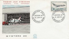 Enveloppe 1er jour FDC Poste aérienne N°42 Mystère 20 - Le Bourget - 12/06/1965