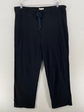 EILEEN FISHER Pants L Heavy Brushed Jersey Full Length Straight Drawstring Black