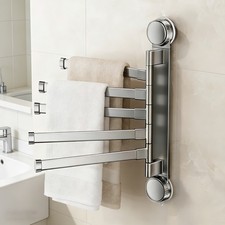 5-Arm Swivel Suction Cup Towel Rack Space-Saving 270  Rotating Towel Bar 38 32cm