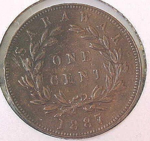 1887 Sarawak 1 Cent High Grade XF Nice Color Lot #2 *