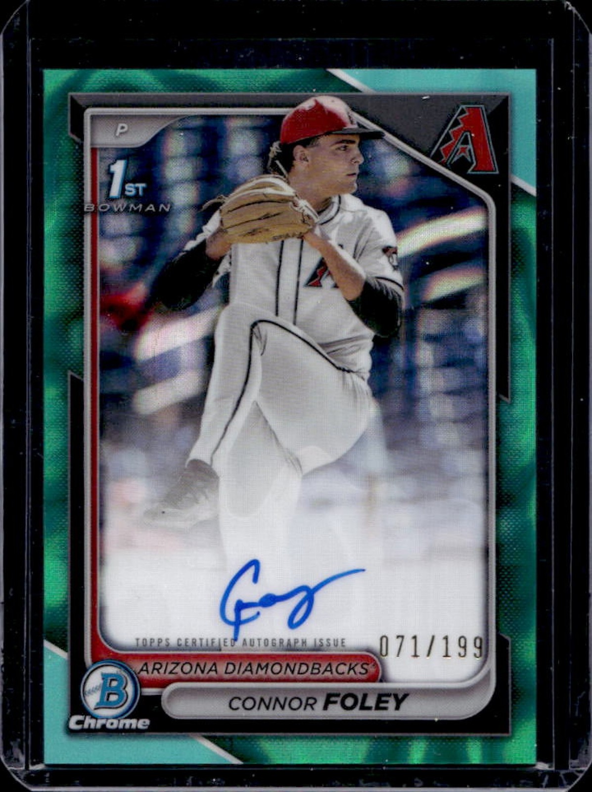 2024 Bowman Draft Connor Foley Chrome Auto Aqua Lava Refractor 1st #71/199