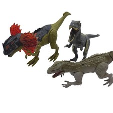 Jurassic World Dinosaur Figure Lot 3 Hasbro Indominus Rex Dilophos Raptor 2015
