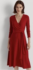 Ralph Lauren Womens Red Surplice Jersey Wrap Dress NWT Sz10