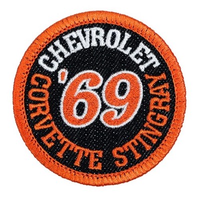 1969 Chevrolet Corvette Stingray Embroidered Patch Black/Orange Iron-On Sew-On