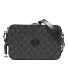 Borsa a tracolla Gucci GG Supreme rigida baule borsa fotocamera 724717 PVC nero
