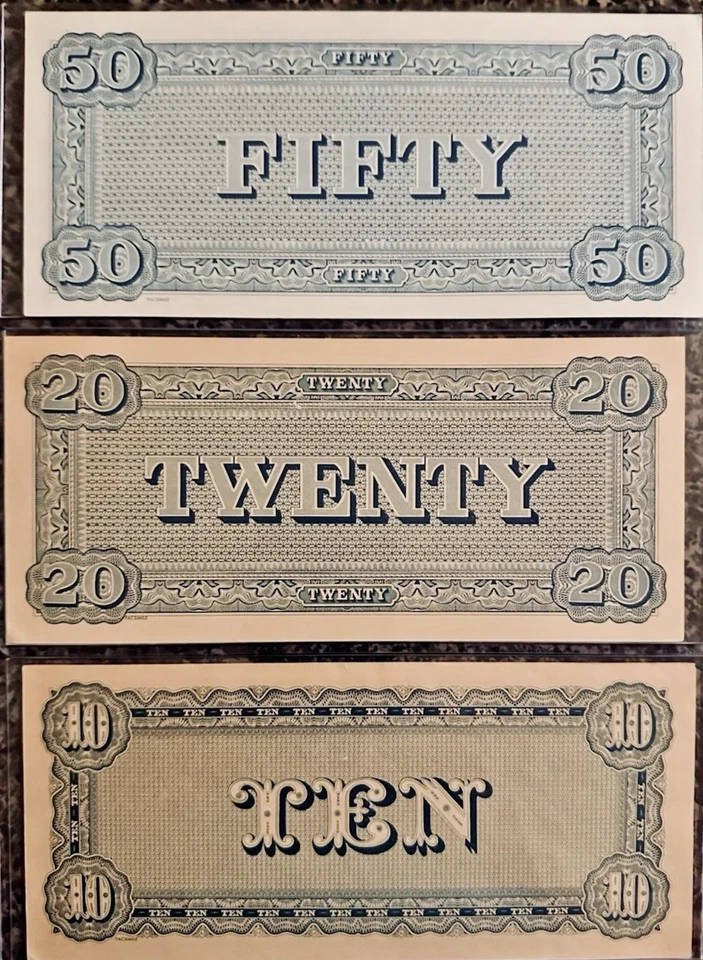 Lot of 6 Confederate States of America Bills $1, $5, $10, $20, $50, & $100 - Image 3 of 4