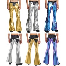 Herren Schlaghosen Clubwear Hose Cowboy Lange Hosen Schlaghose Metallisch Rave