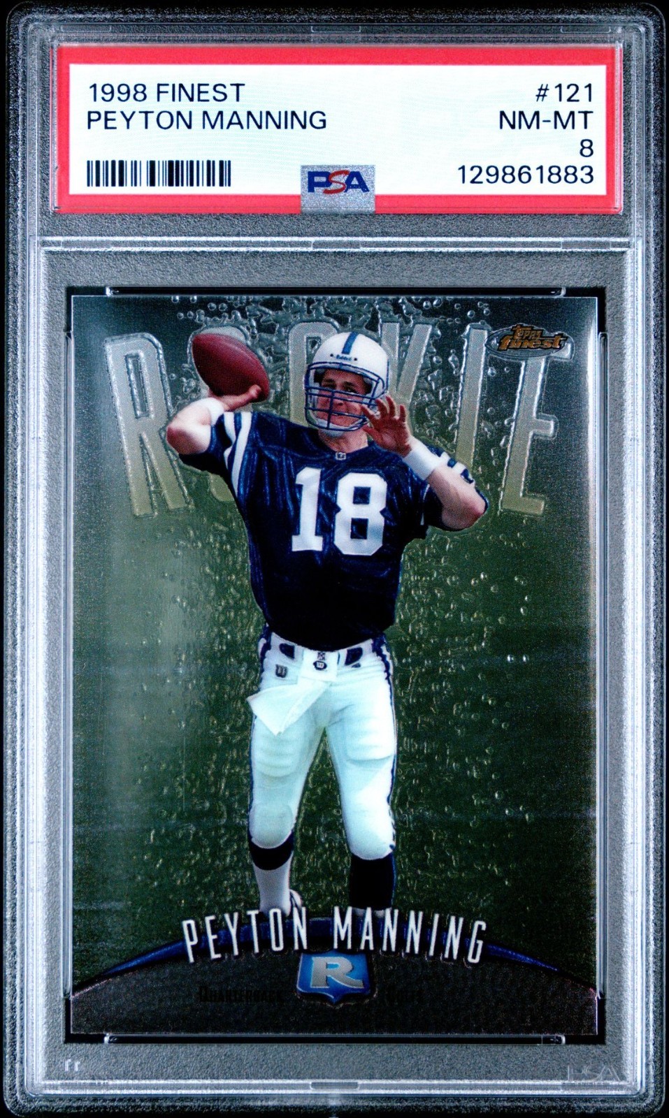 1998 TOPPS FINEST PEYTON MANNING #121 ROOKIE RC PSA 8 NM-MINT INDIANAPOLIS COLTS