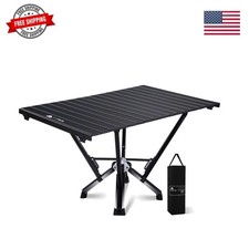 Mesa de Camping Plegable - Diseño de Aluminio Enrollable Estable, Estructura de Soporte Sólido...