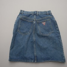 Vintage Guess Georges Marciano Denim Jean Skirt Measured 26 x 20 Logo 90s Retro