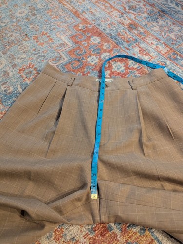 Vintage años 90 L.L. Pantalones Bean para mujer 14 lana tostada cintura alta a cuadros plisados puño redondo - Imagen 13 de 14