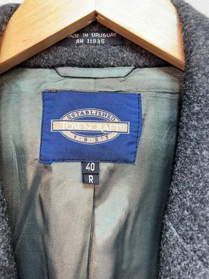 Abrigo de lana Towncraft para hombre Preppy Old Money talla 40R gris carbón jaspeado Foto 3 de 4