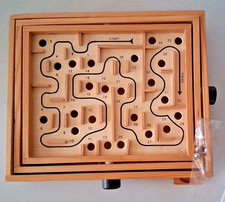 Wooden Labyrinth Maze Game/Puzzle with Two Metal Balls Wood 11" X 9"X 4"