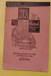 Vintage Bienfang Inca Charcoal Paper Sample Pad No 513 White 5 Sheets Left