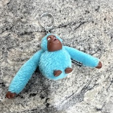 Kipling Plush Monkey Keychain Bag Charm w/ Detachable Keyring Blue Brown