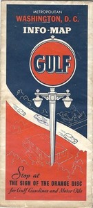 1938 GULF OIL Road Map WASHINGTON DC Maryland Virginia Georgetown Fort Belvoir