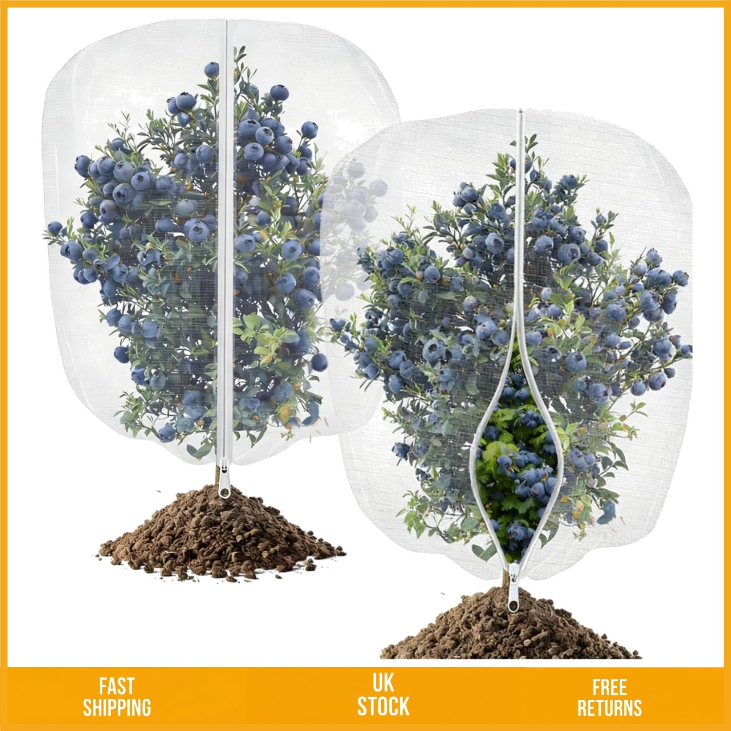 Durable Fruit Tree Bird Netting Fine Mesh Plant Bag Zip Drawstring 4x4.5ft 2Pk