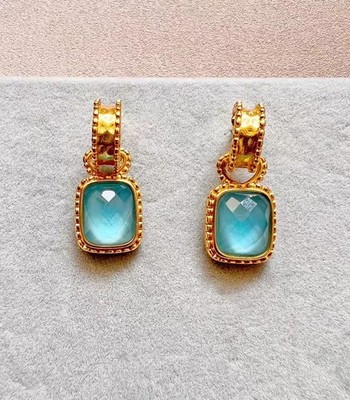 Julie Vos Marbella Square Shell Freshwater Pearls Earings Blue