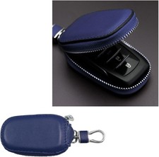 Car Key Case, Genuine Leather Auto Key Fob Cover Case, Key Fob Protector Blue