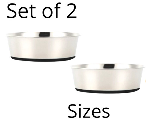 Non Slip Pet Bowl dog Bowl Outdoor Indoor Water Food Feeding Dish Metal 4 Size