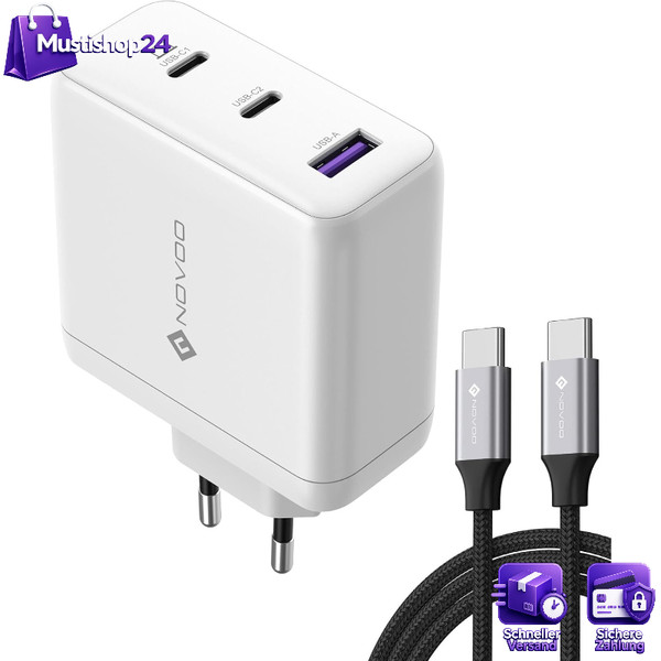 Usb C LadegeräT 120W Gan 3-Port SchnellladegeräT Mit 100W Kabel FüR Macbook-image