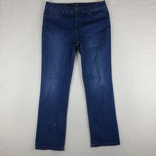 NYDJ Not Your Daughter Jeans Womens 12 Blue Marilyn Straight Leg Dark Wash Denim