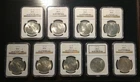 Lot of NINE 1922 Philadelphia Silver Peace Dollars All NGC Certified MS64