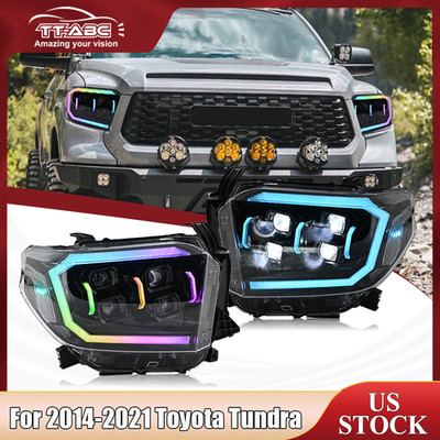 TT-ABC RGB LED Headlight For 2014-2021 Toyota Tundra Front Lamps Assembly LH&RH