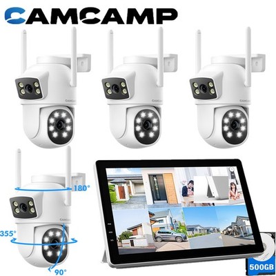 WLAN Überwachungskamera Set Aussen mit 10'' Monitor, 4X 4MP Pan/Tilt WiFi Kameras