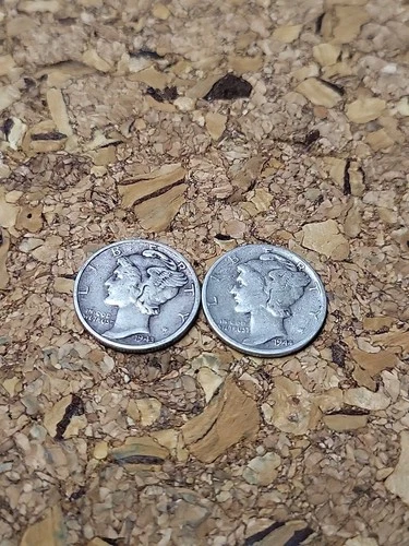 1943 and 1944 Mercury 90% Silver Dimes 10 Cents