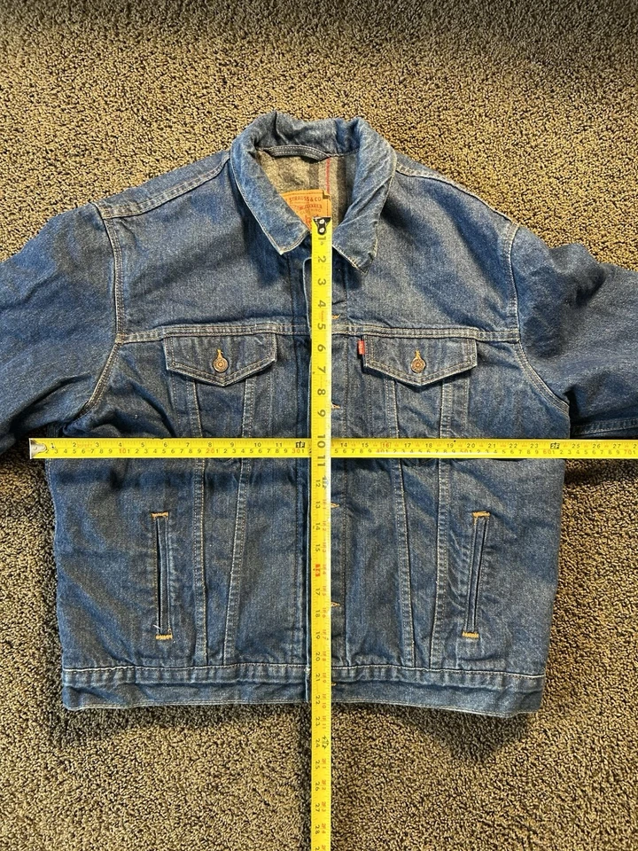 VTG Levis Denim Trucker Jacket Mens 48 Blanket Lined USA Made 71506-0316 80s 90s - Image 4 of 4