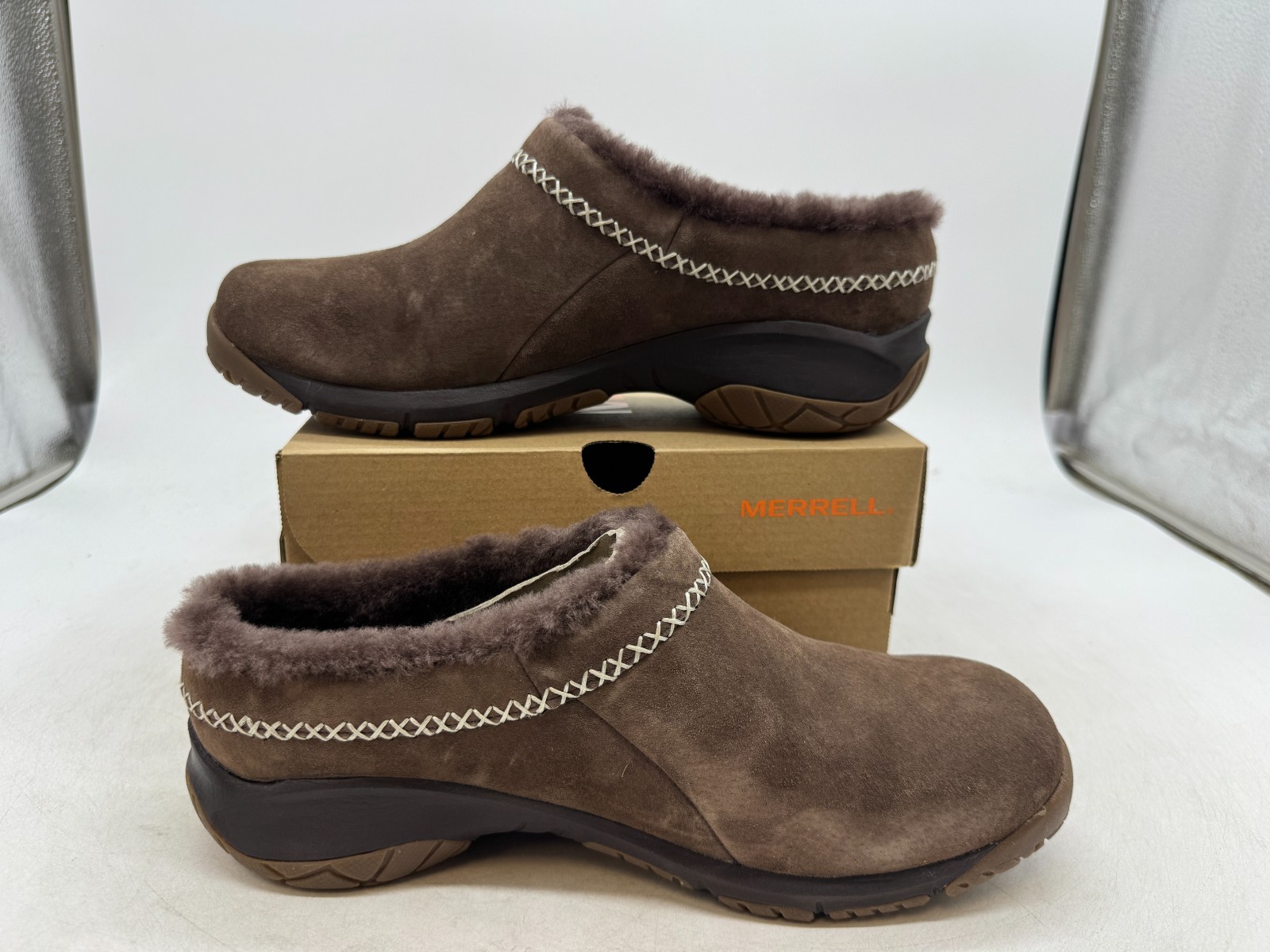 Merrell Encore Ice 4 zoccoli donna espresso scamosciato slip on punta tonda 7 LARGHI