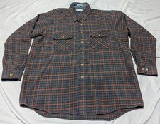 Sears Roebuck Men's Vintage Flannel Shirt Wool Blend Gray Red Purple Plaid XL