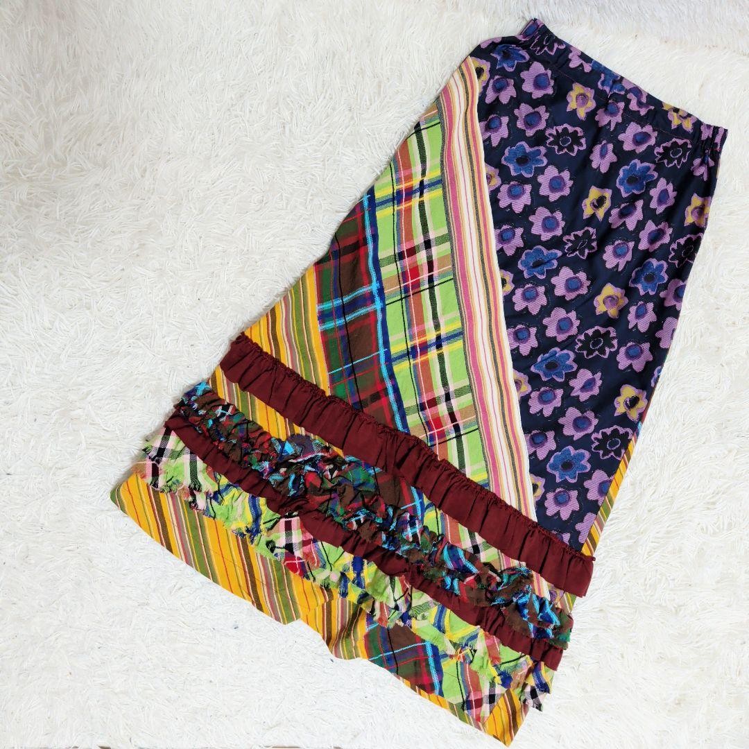 Comme des Garçons Patchwork Skirt Multicolor Flor… - image 1