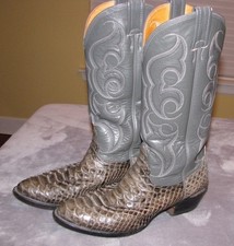 Nocona Boots Black Snake Skin Size 8.5 D Western Cowboy Men's